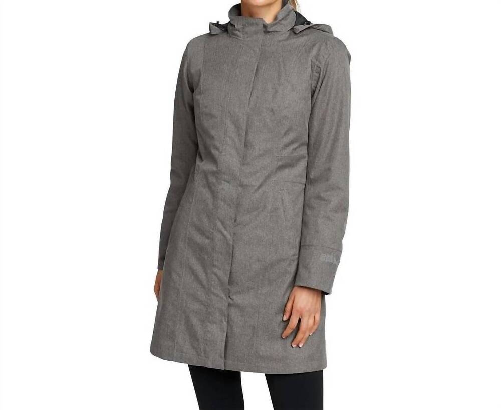 NEW EDDIE BAUER girl on the go insulated waterproof trench coat in gray